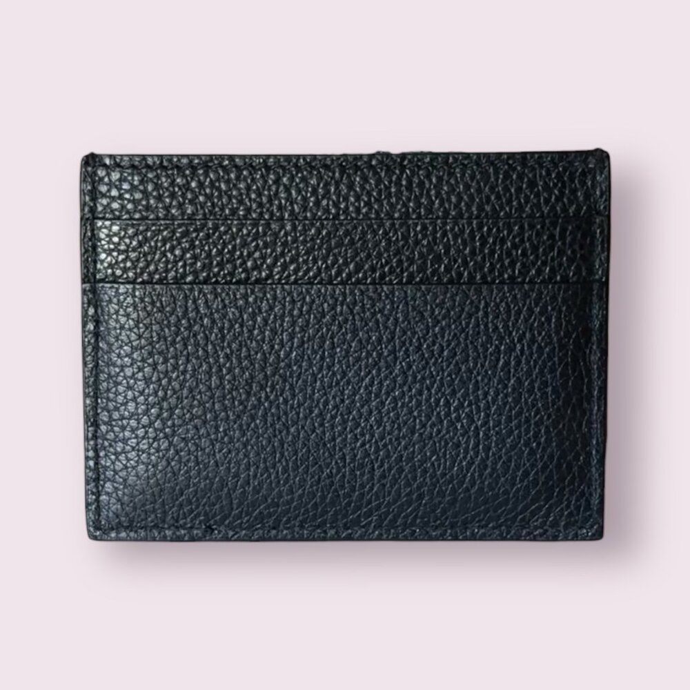 NWOT Balenciaga Black Pebbled Leather Card Holder | Logo Print - Picture 2 of 4